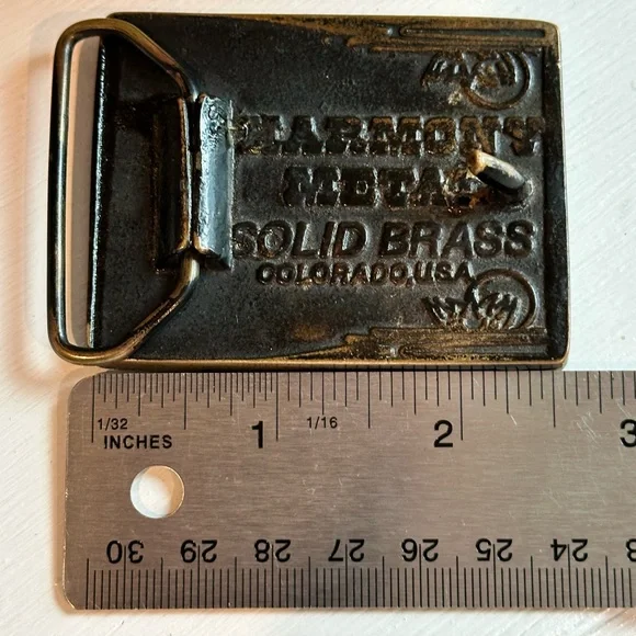 Belt Buckle Harmony Metals Solid Brass Burley Wood Inlay